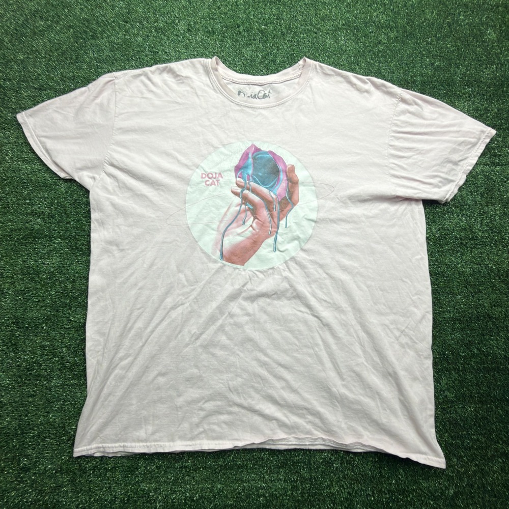 Doja Cat Planet Her Graphic T-Shirt Pink 2XL Short Sleeve Cotton Tour Merch